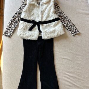 NW Toddler Girls 4T Rachel Zoe Leopard Print Faux Fur & Velvet Set